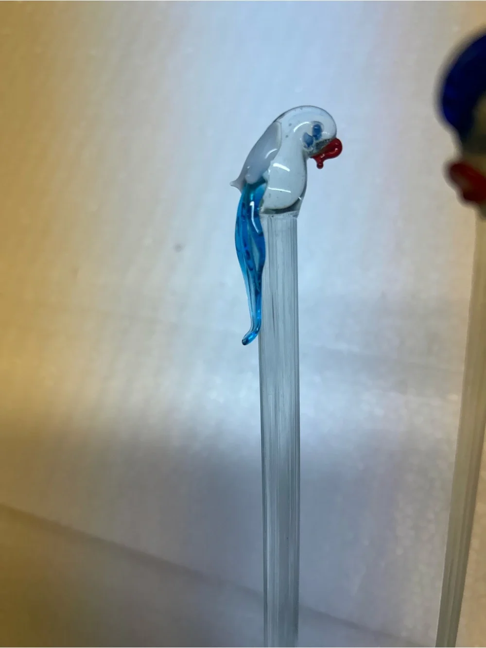 Handmade Glass Fish Drink Stirrer Set - Blue & Clear pop